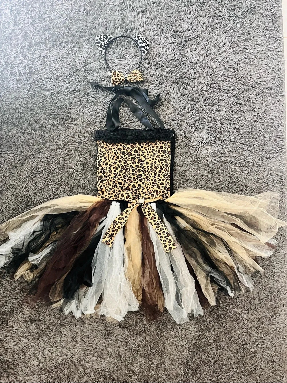 Halloween kids Cheetah Tulle Tutu Dress with Headband - Kids Costume